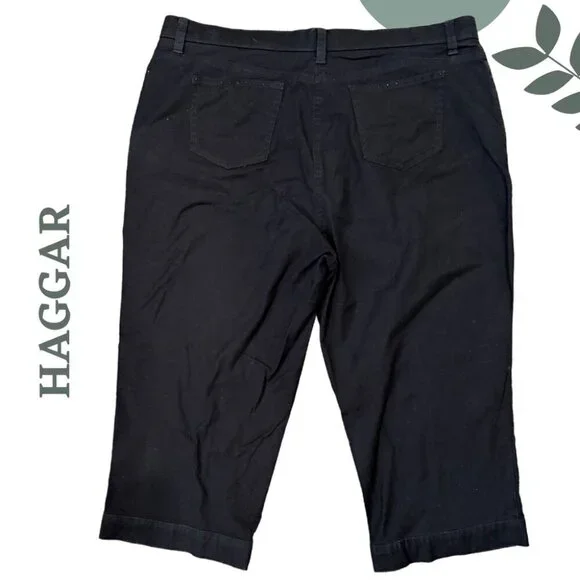 Classic Black Stretch Capris by Haggar | Mid Rise Cropped Pant Size 16P - Picture 2 of 6